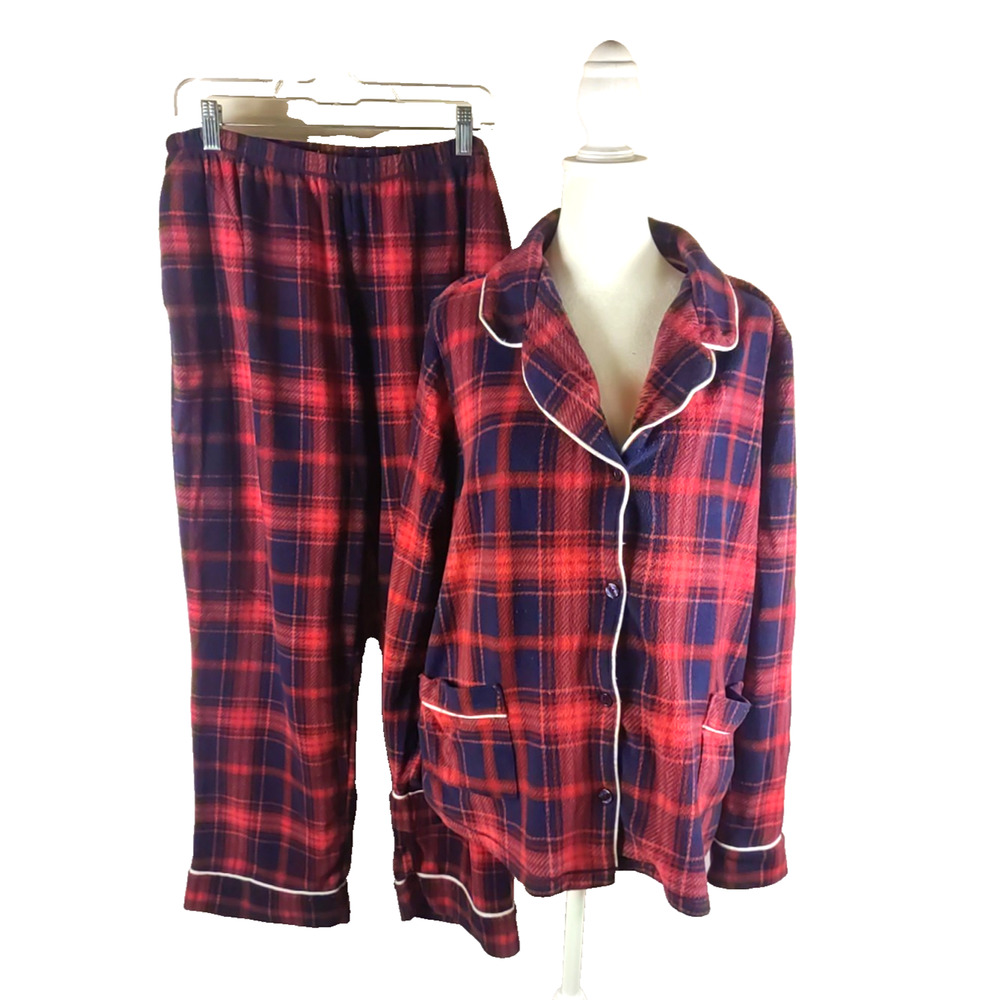 Simply vera Vera Wang Women's Pajamas Red Plaid Flannel Size X Large